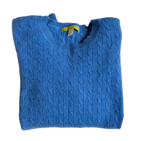 Sigrid Olsen Cashmere Crewneck Cable Knit Sweater (Blue) - Size Medium - Picture 1 of 6